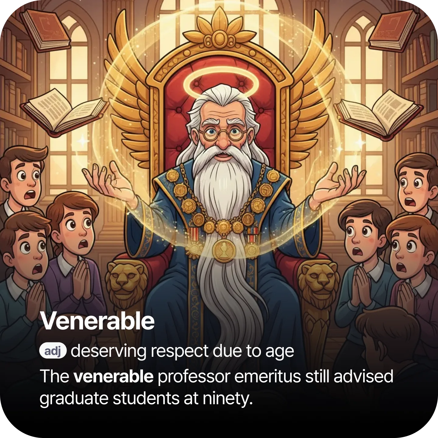 GRE vocabulary flashcard showing image-based learning for advanced word 2