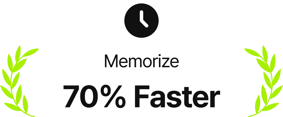 Study time reduction statistics showing 42% faster vocabulary memorization with 26s image-based method